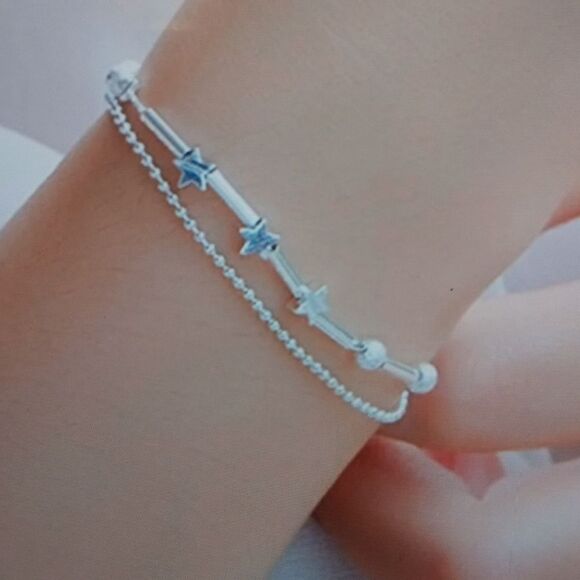Anklet/Bracelet Silver Stars New In Box - Picture 1 of 4